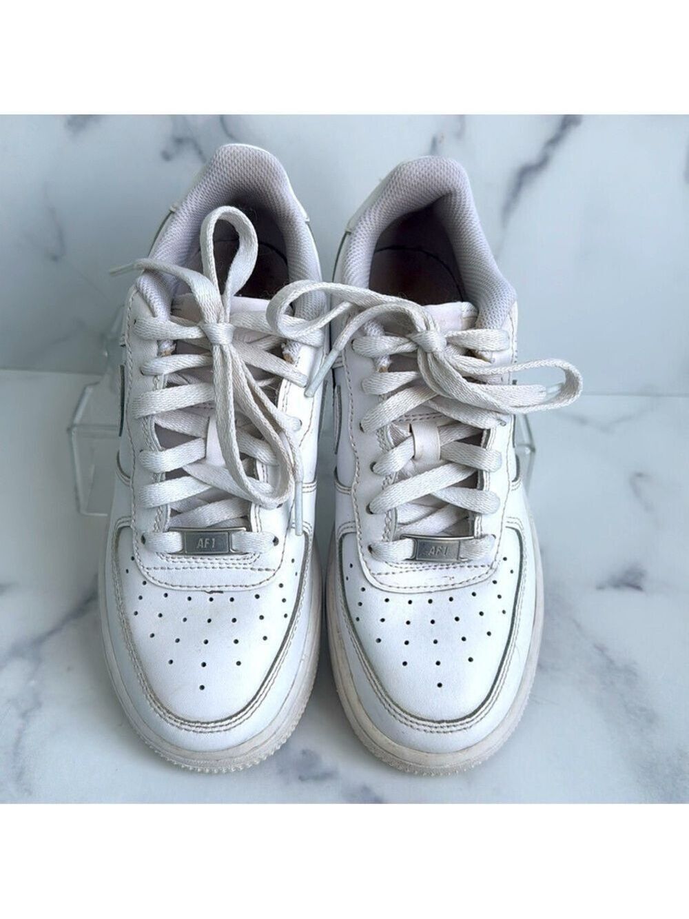 Nike Air Force 1 White Leather Shoes DH2920-111 Size 4Y Unisex